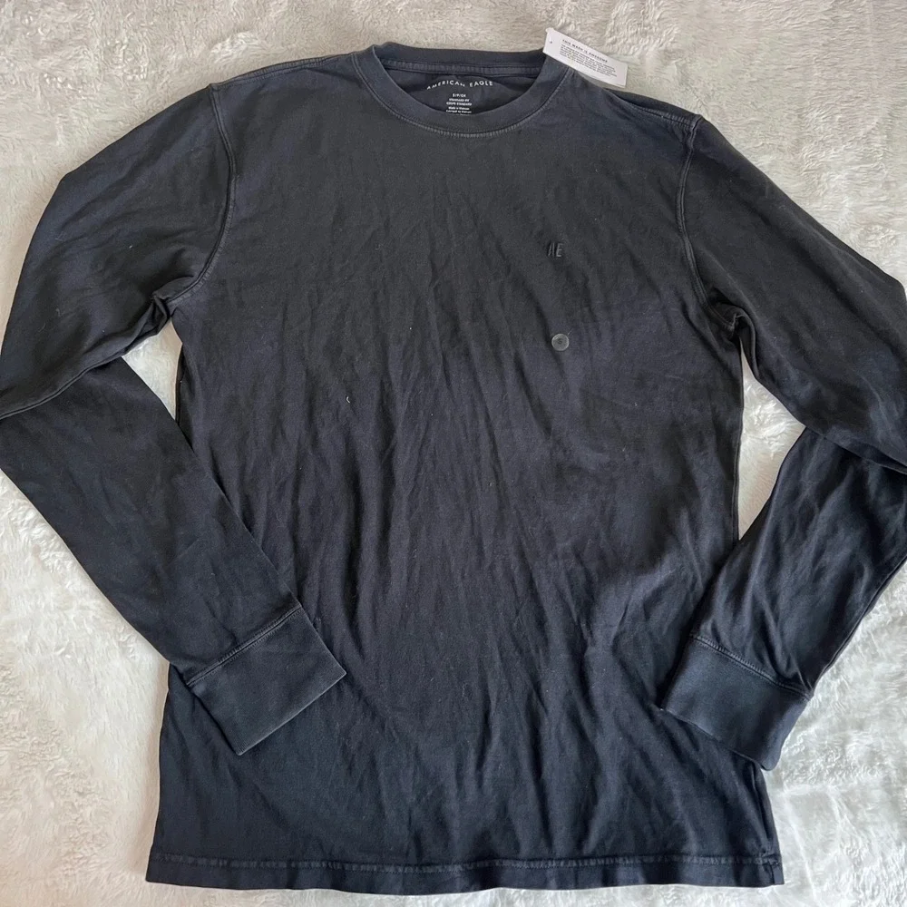 American‎ Eagle Mens Long Sleeve Crewneck Tee Black Small NWT 017-2171-1009-001